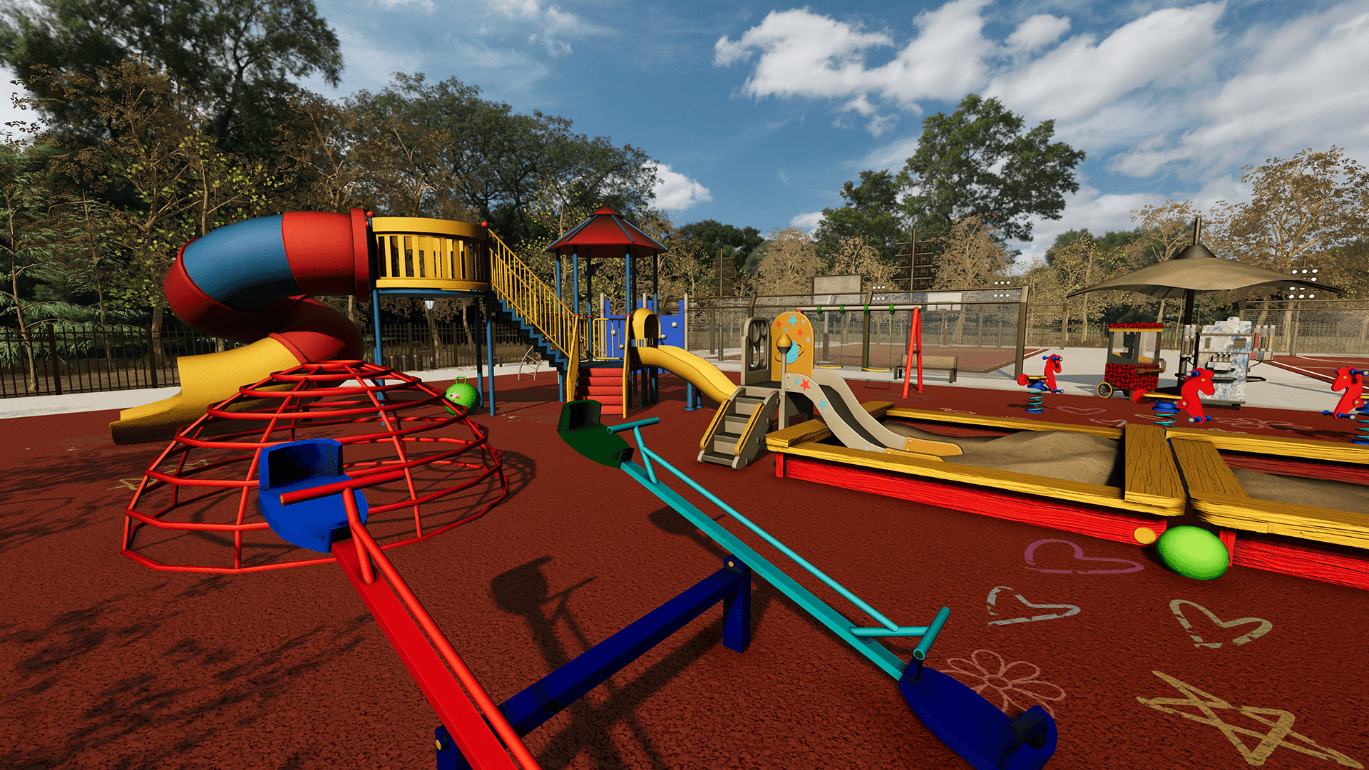 Playground and Park  Low-poly 3D model_4