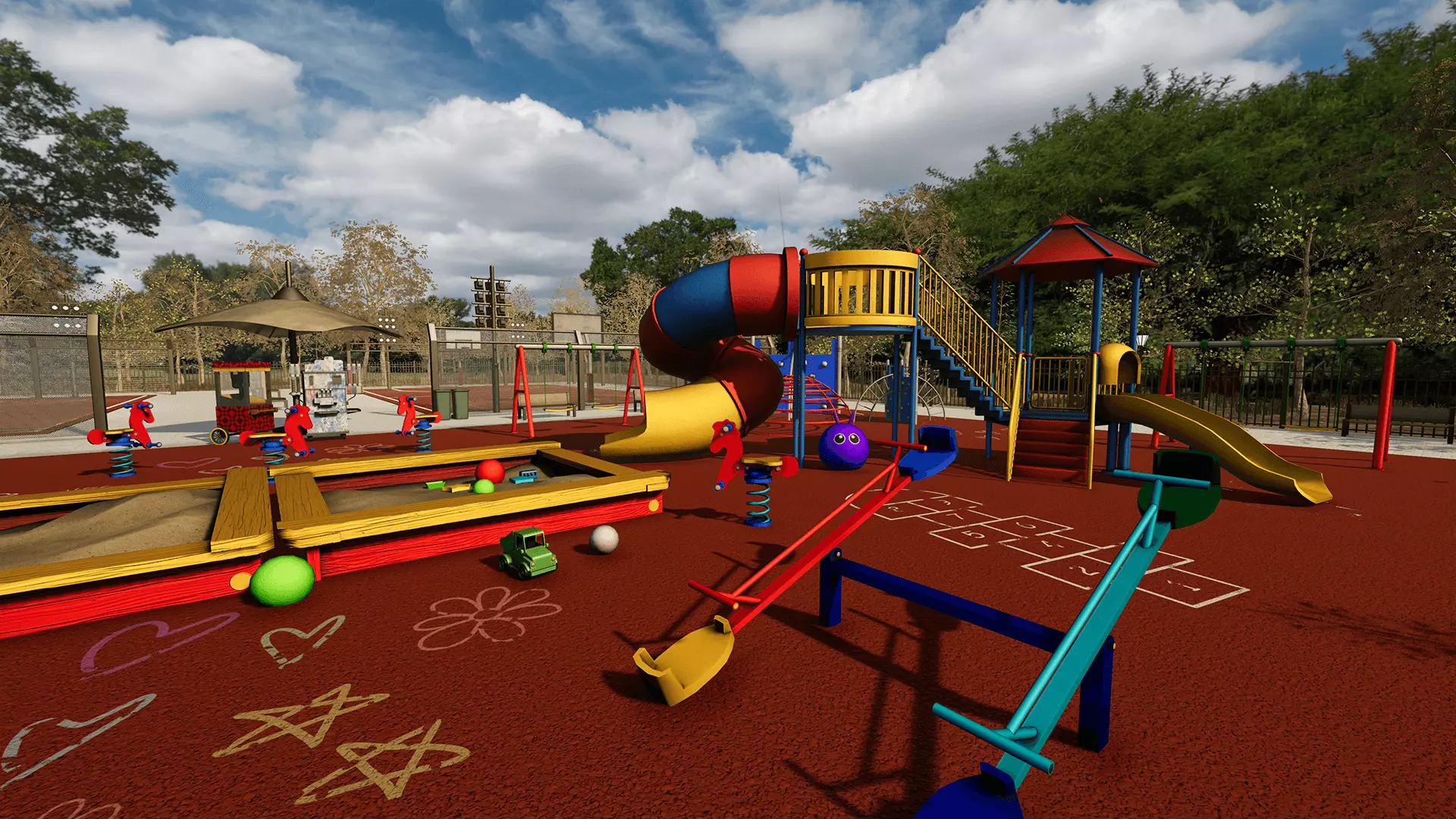 Playground and Park  Low-poly 3D model_0
