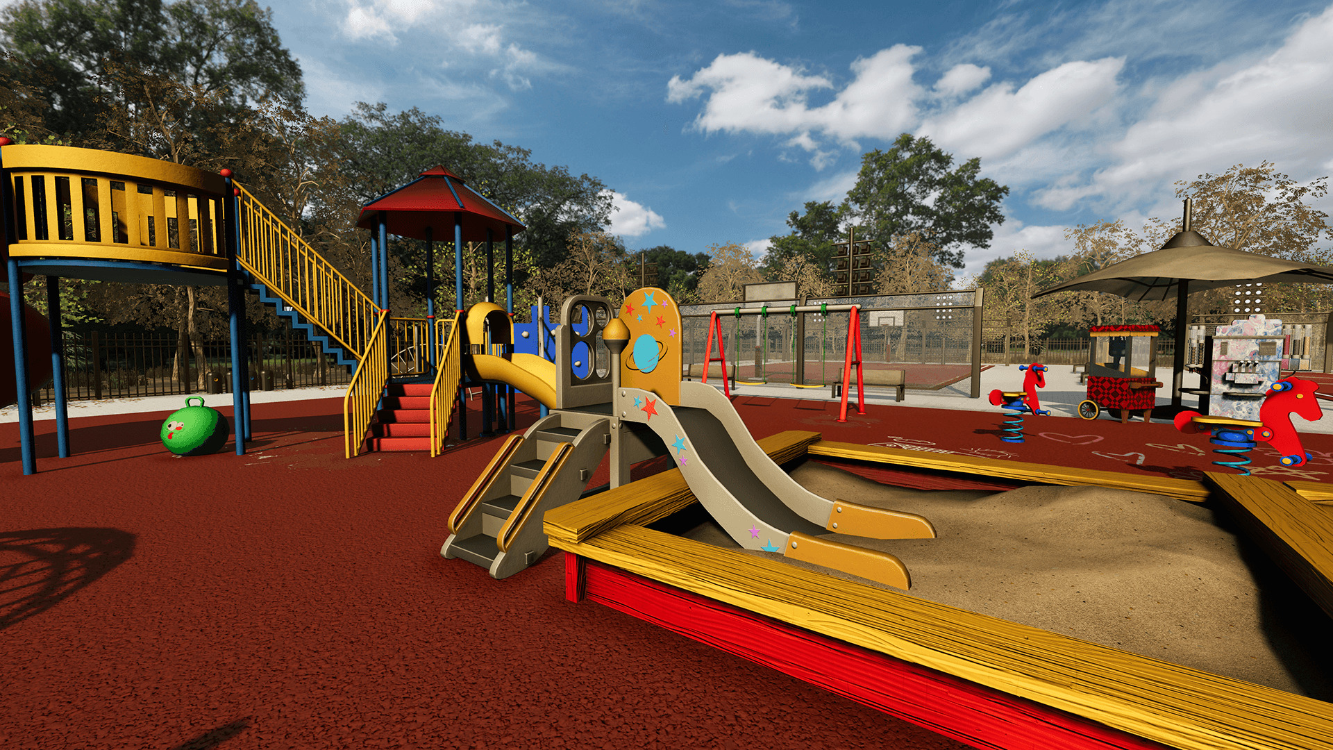 Playground and Park  Low-poly 3D model_5