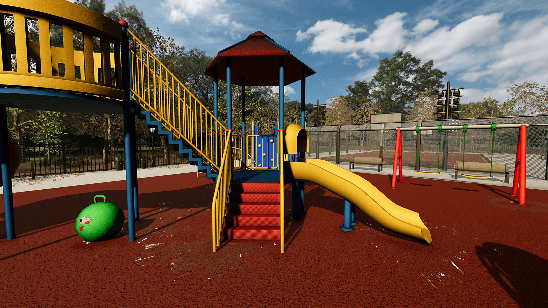Playground and Park  Low-poly 3D model_6