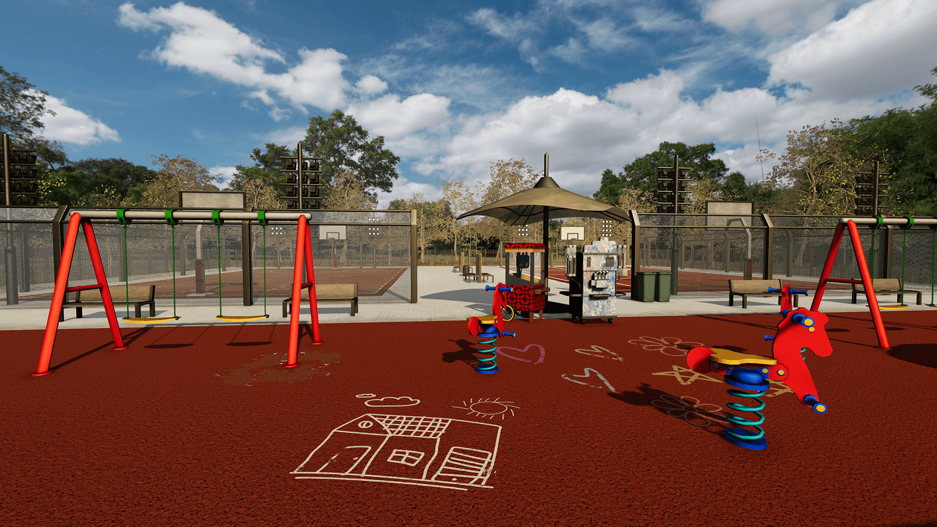 Playground and Park  Low-poly 3D model_7