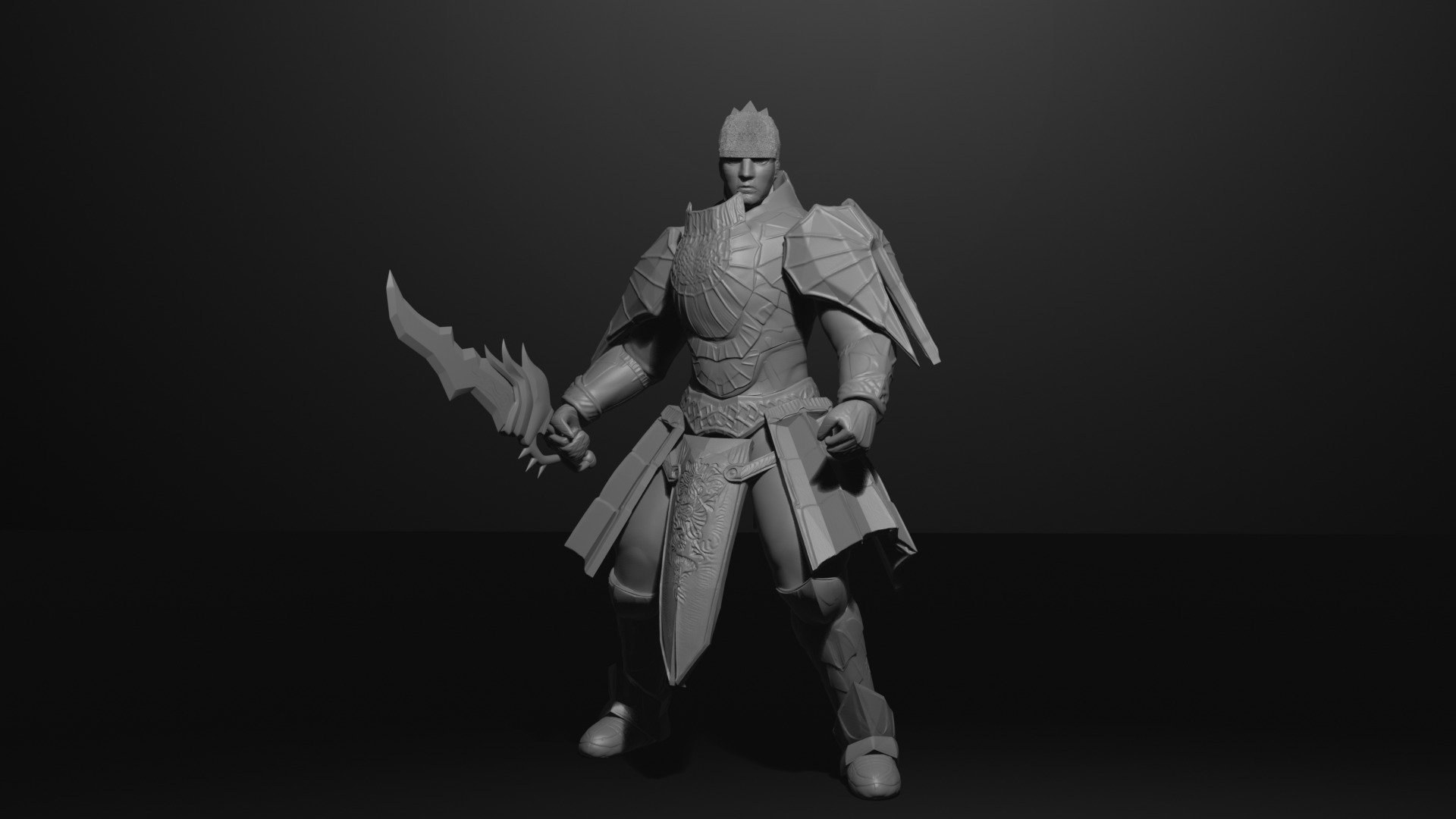 Metin2 Warior With Black Steel Armor Extra Detailed Model FanArt 3D print model_2