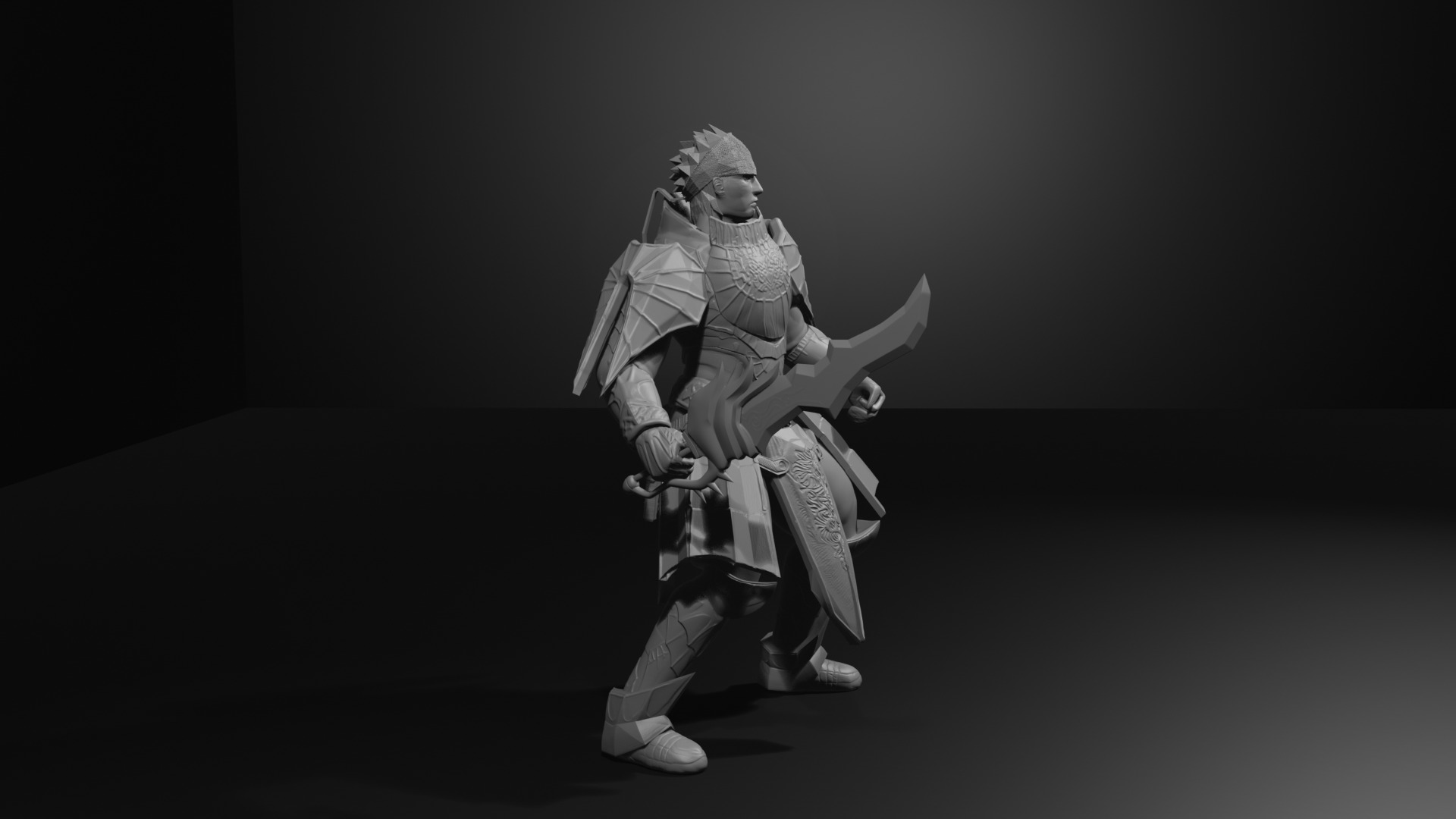 Metin2 Warior With Black Steel Armor Extra Detailed Model FanArt 3D print model_3