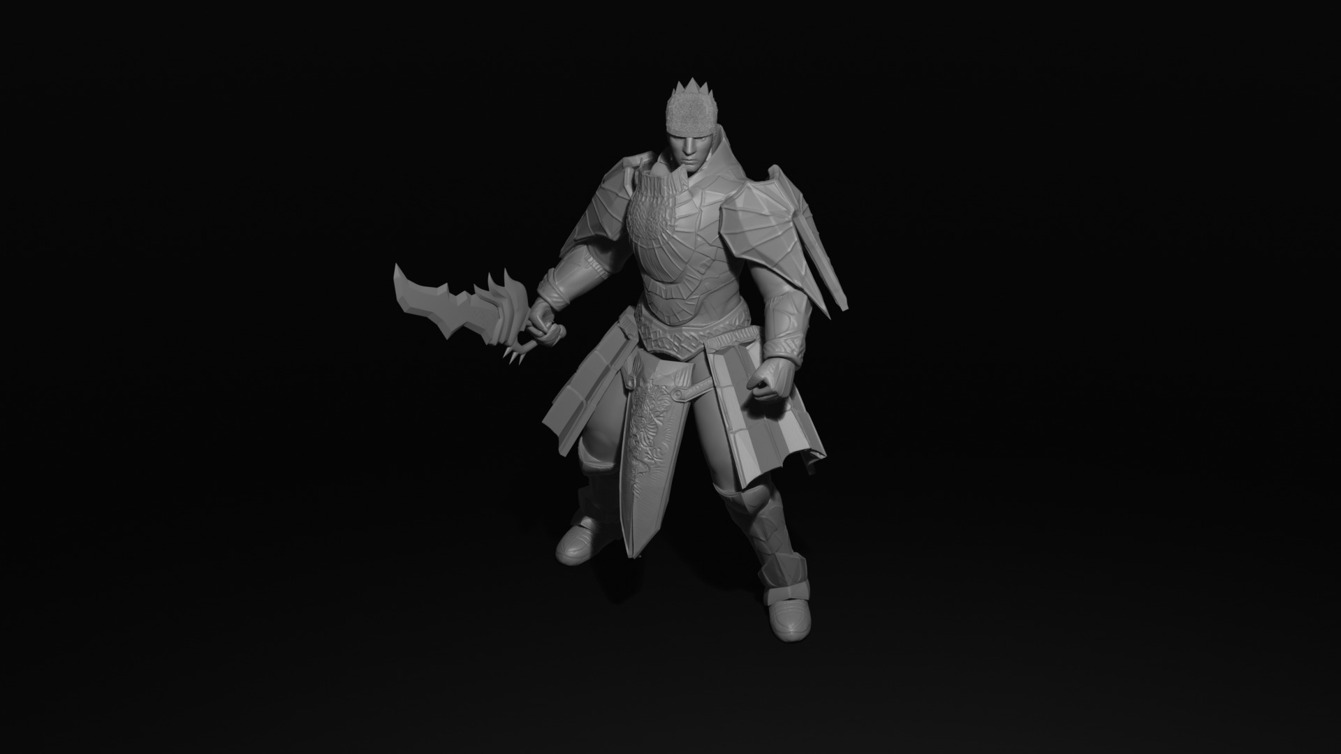 Metin2 Warior With Black Steel Armor Extra Detailed Model FanArt 3D print model_5