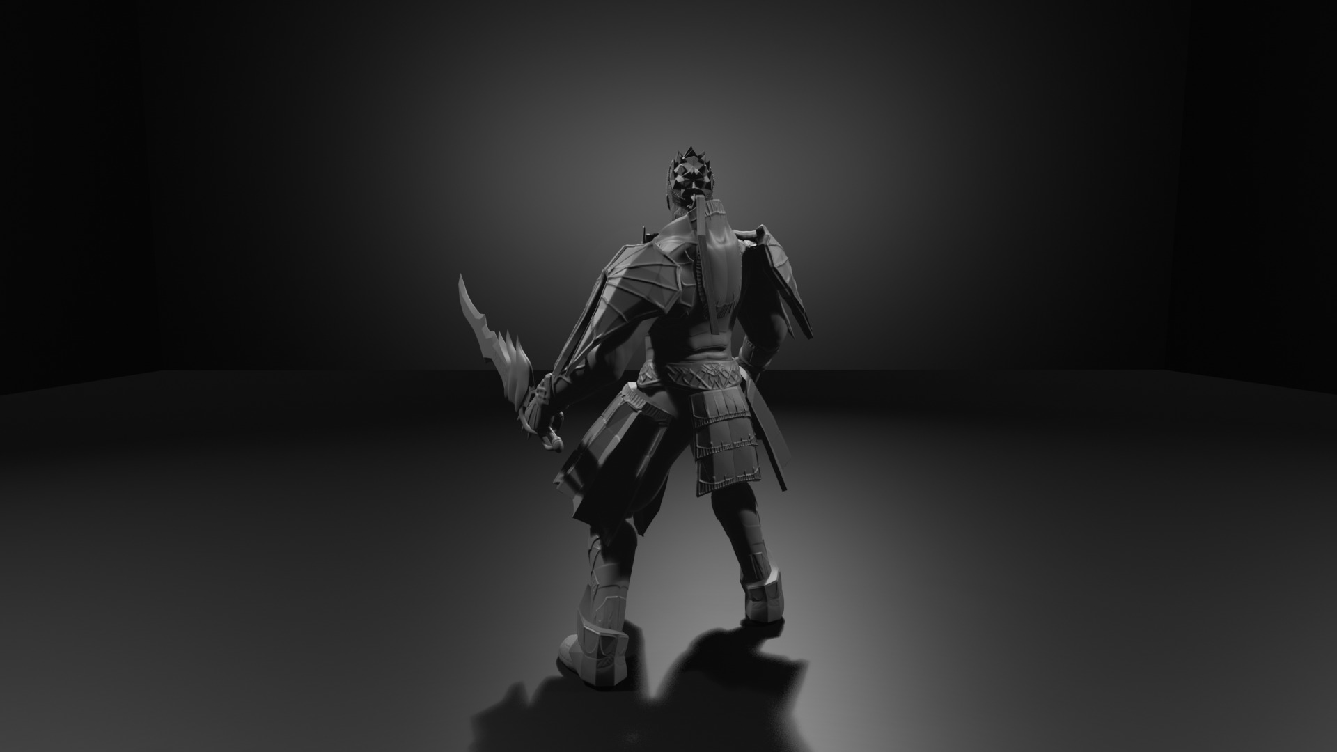 Metin2 Warior With Black Steel Armor Extra Detailed Model FanArt 3D print model_7