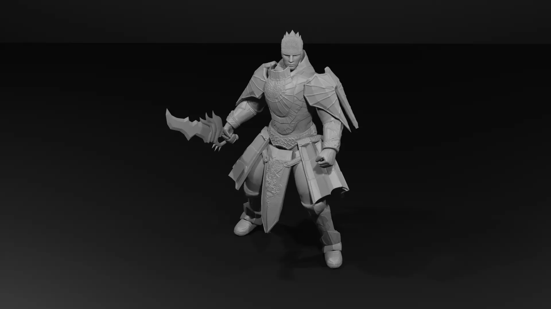 Metin2 Warior With Black Steel Armor Extra Detailed Model FanArt 3D print model_0