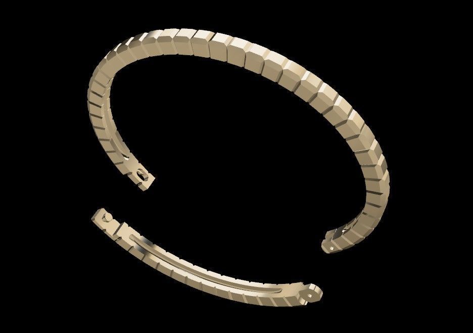 Elegant Ice Cube Style Gold Bracelet - 3D Model 3D print model_7