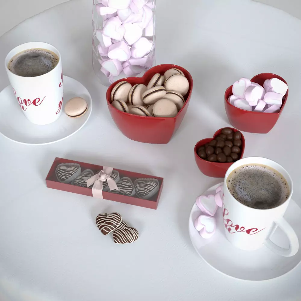 Romantic breakfast set Free 3D model