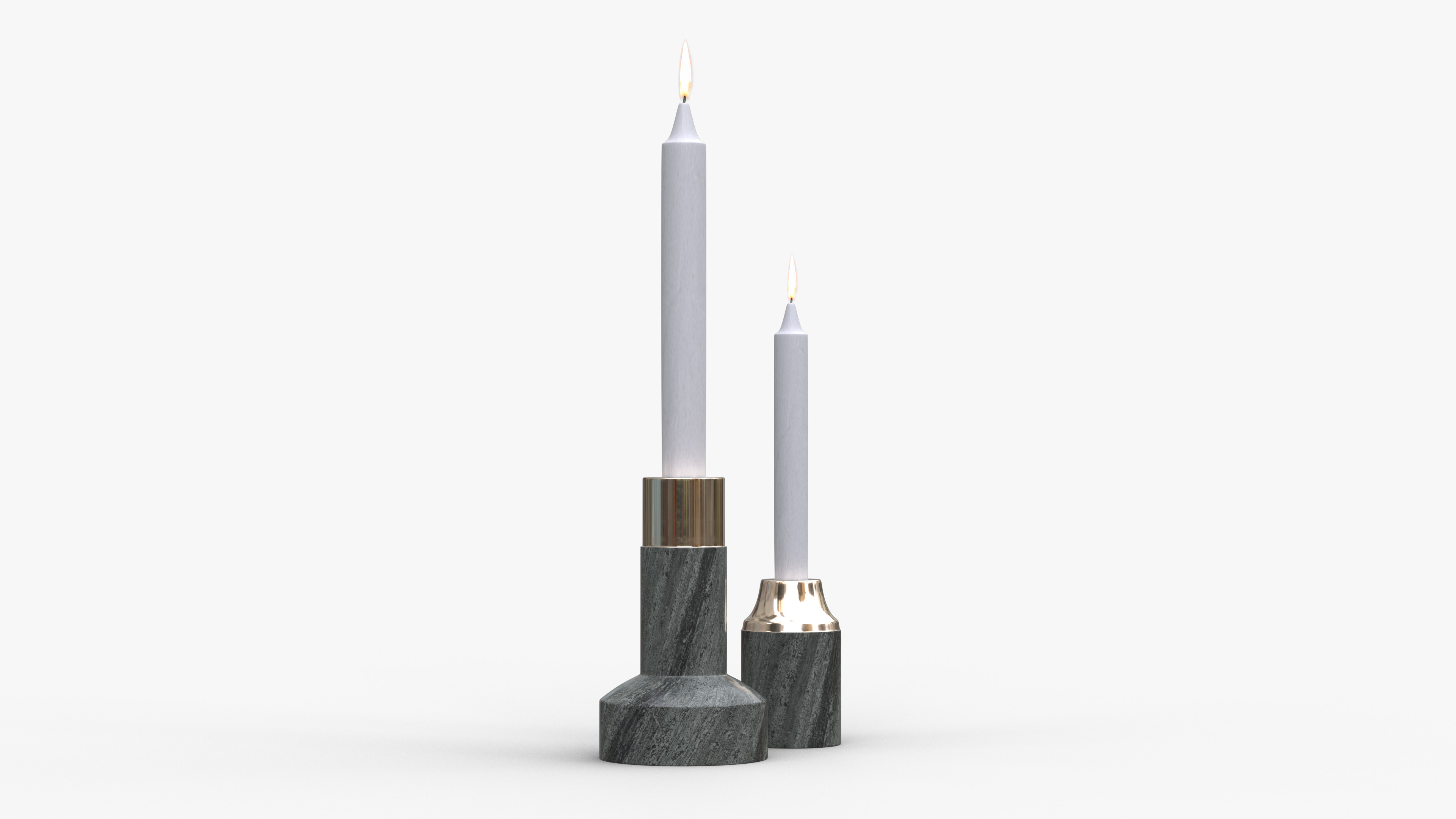 Marble Candleholder Set Low-poly 3D model_3