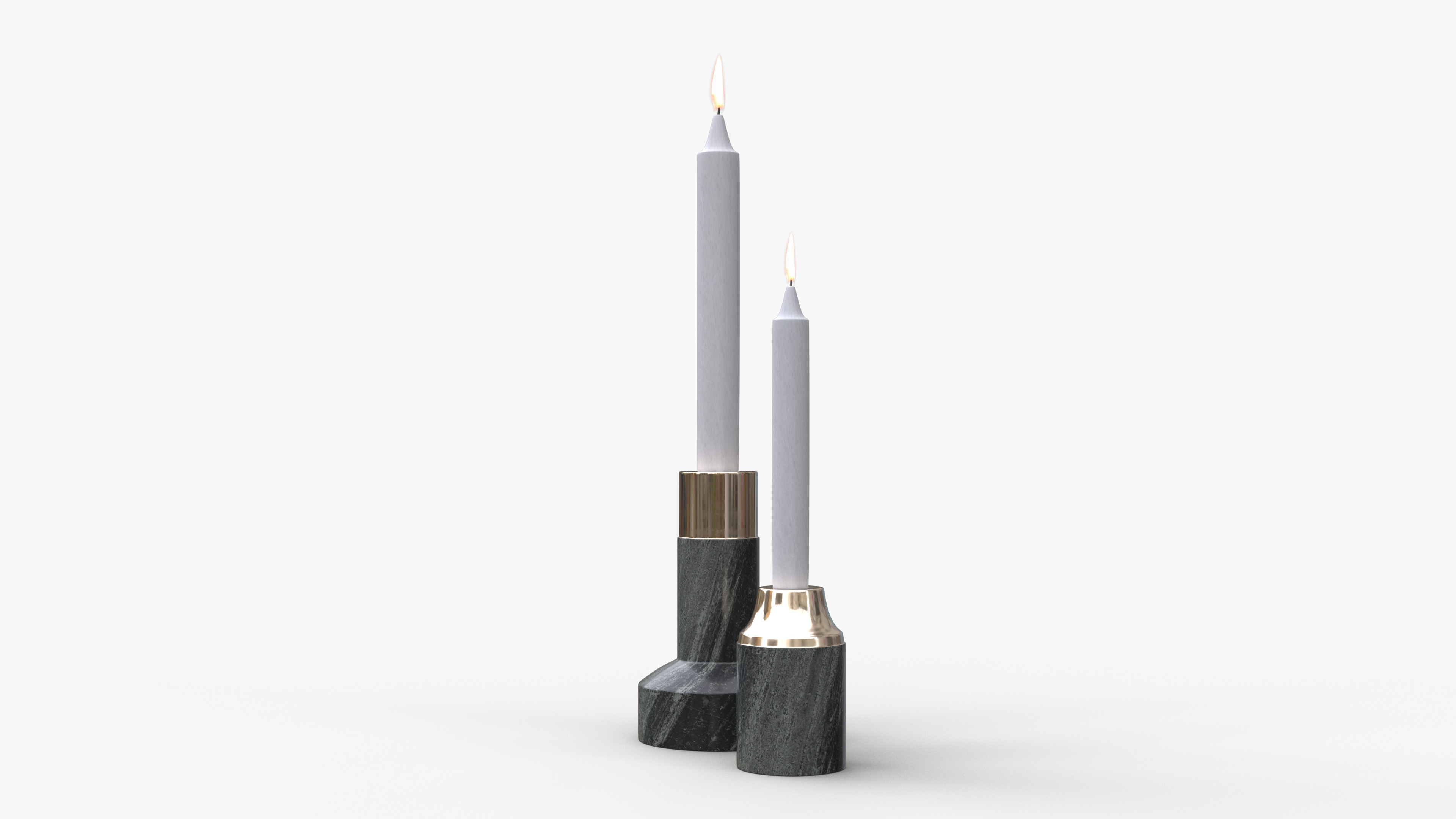 Marble Candleholder Set Low-poly 3D model_2