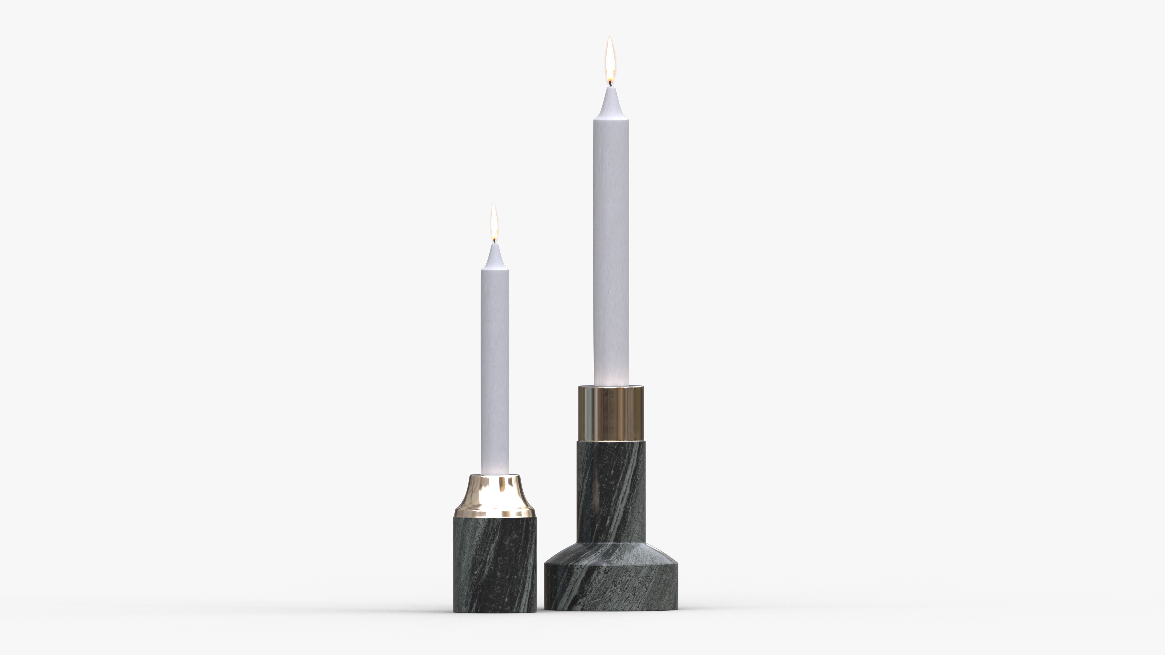 Marble Candleholder Set Low-poly 3D model_5
