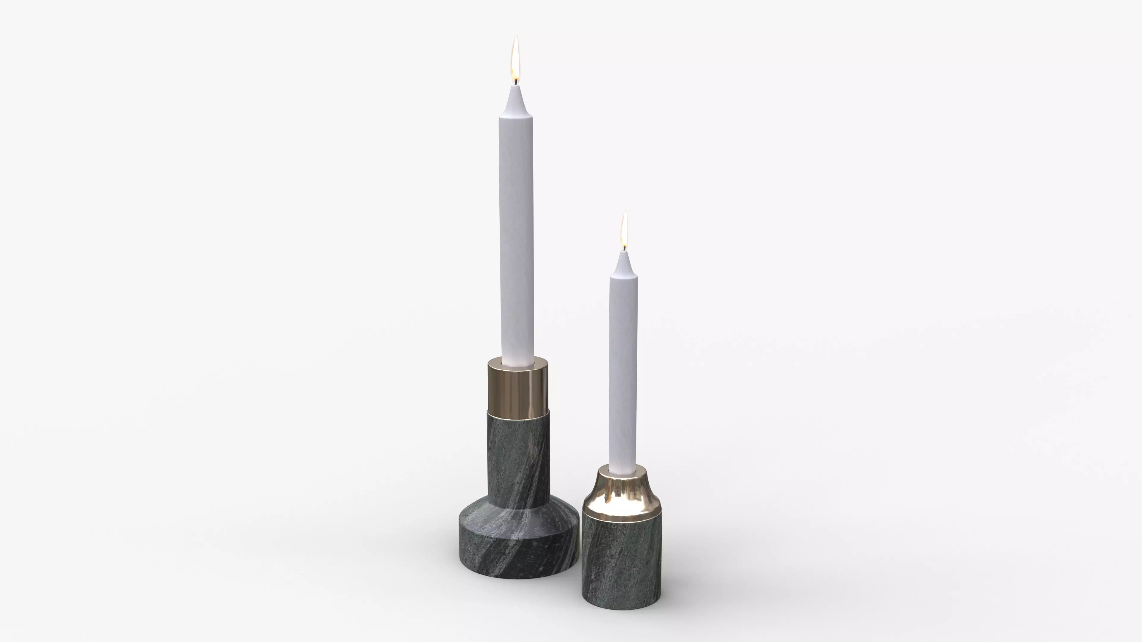Marble Candleholder Set Low-poly 3D model_0