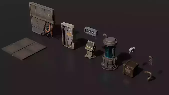 Abandoned Sci-Fi Bunker Kit 10 Modular Game Assets FBX GLB PBR 3D model Abandoned Sci-Fi Bunker Kit 10 Modular Game Assets FBX GLB PBR 3D model