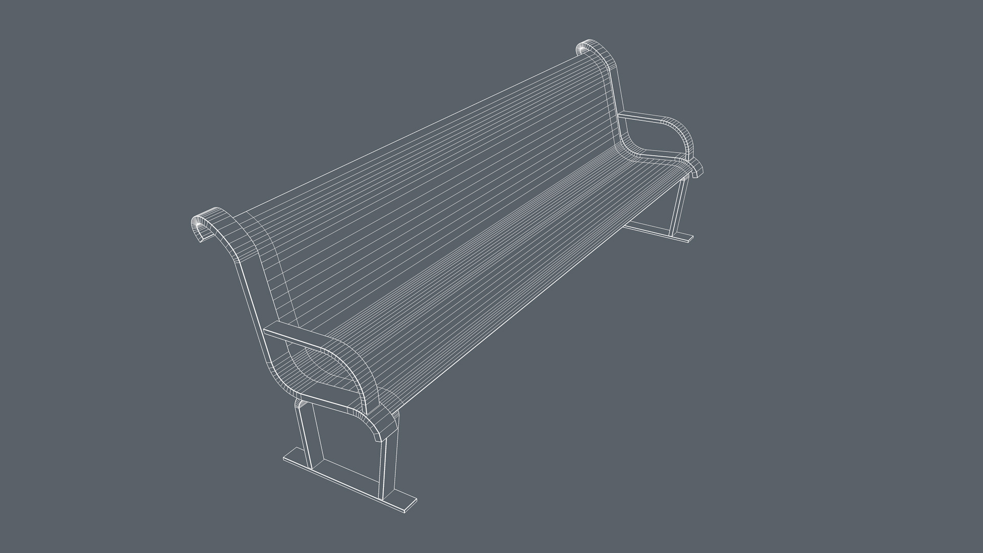 Street Bench Low-poly 3D model_8