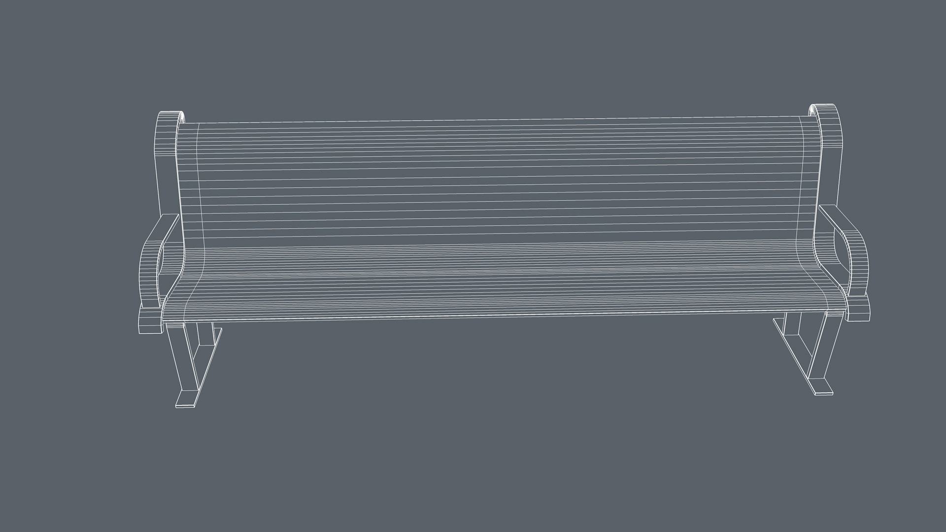 Street Bench Low-poly 3D model_11