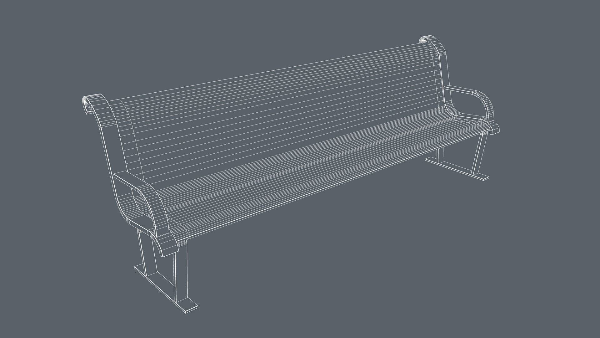 Street Bench Low-poly 3D model_10