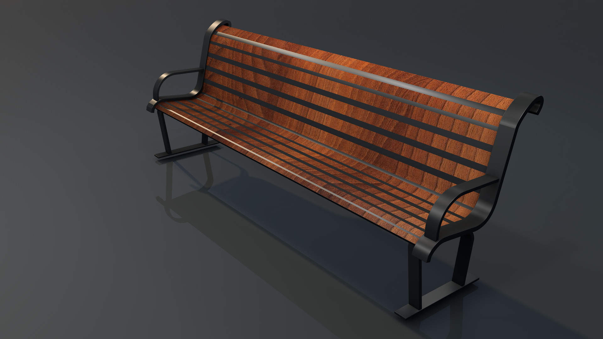 Street Bench Low-poly 3D model_6