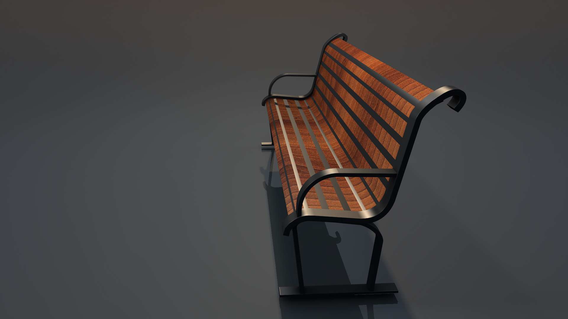 Street Bench Low-poly 3D model_5