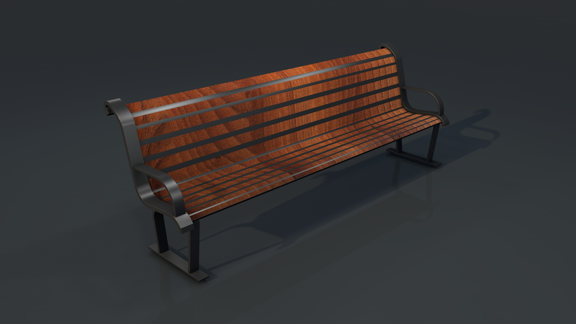 Street Bench Low-poly 3D model_1