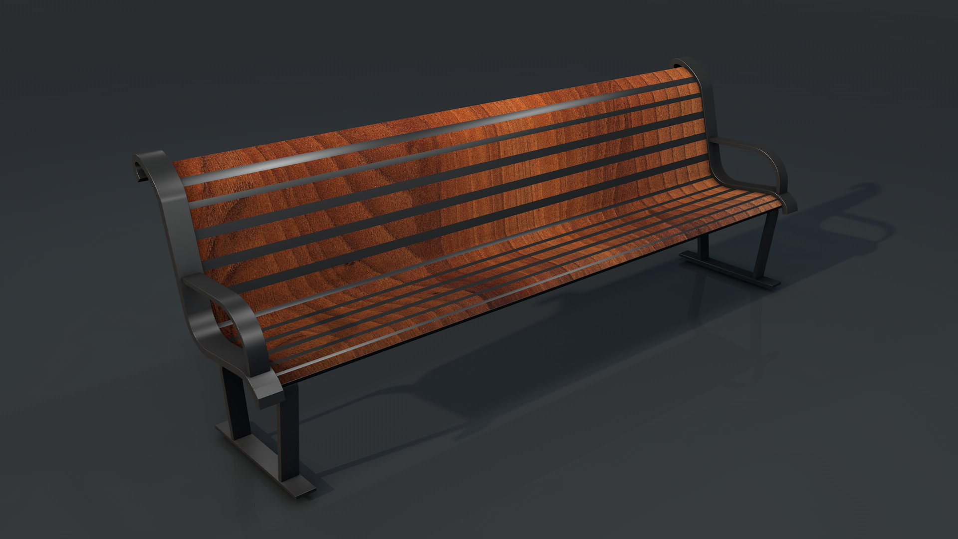 Street Bench Low-poly 3D model_2