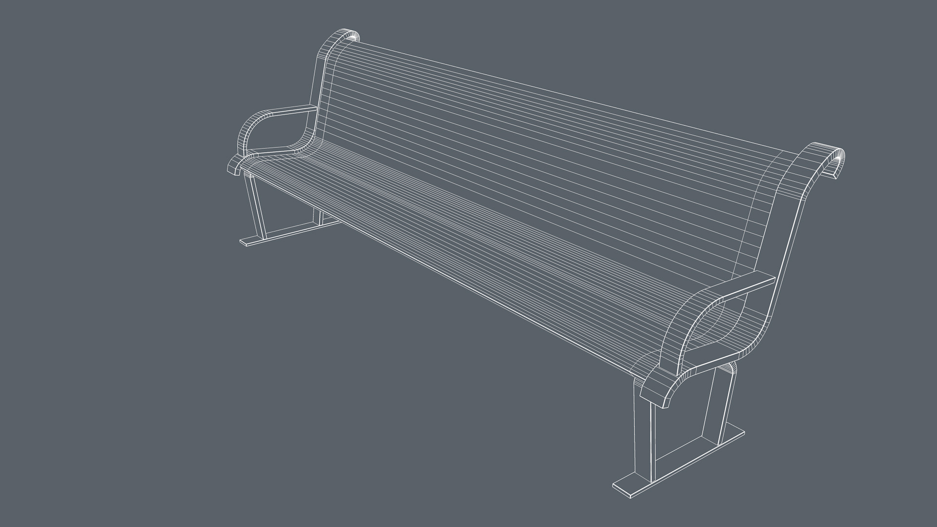 Street Bench Low-poly 3D model_14