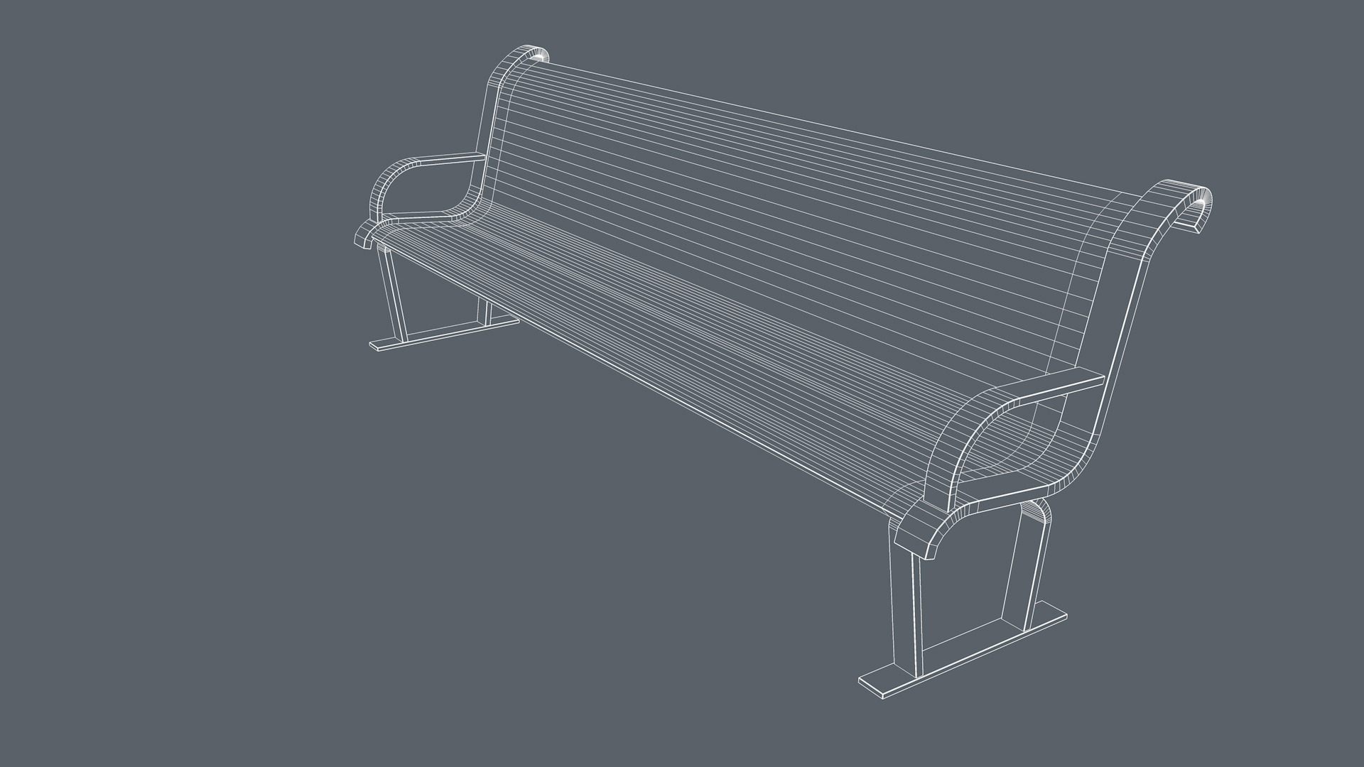 Street Bench Low-poly 3D model_12