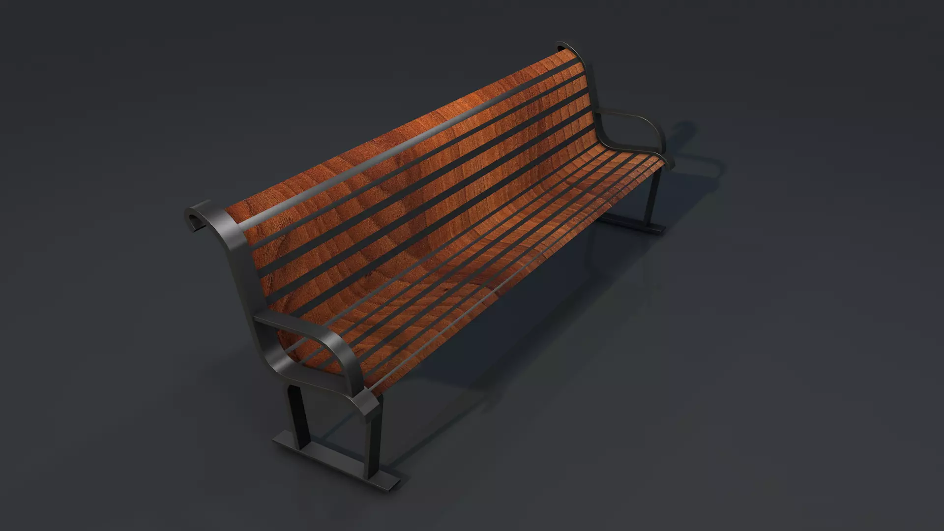 Street Bench Low-poly 3D model_0