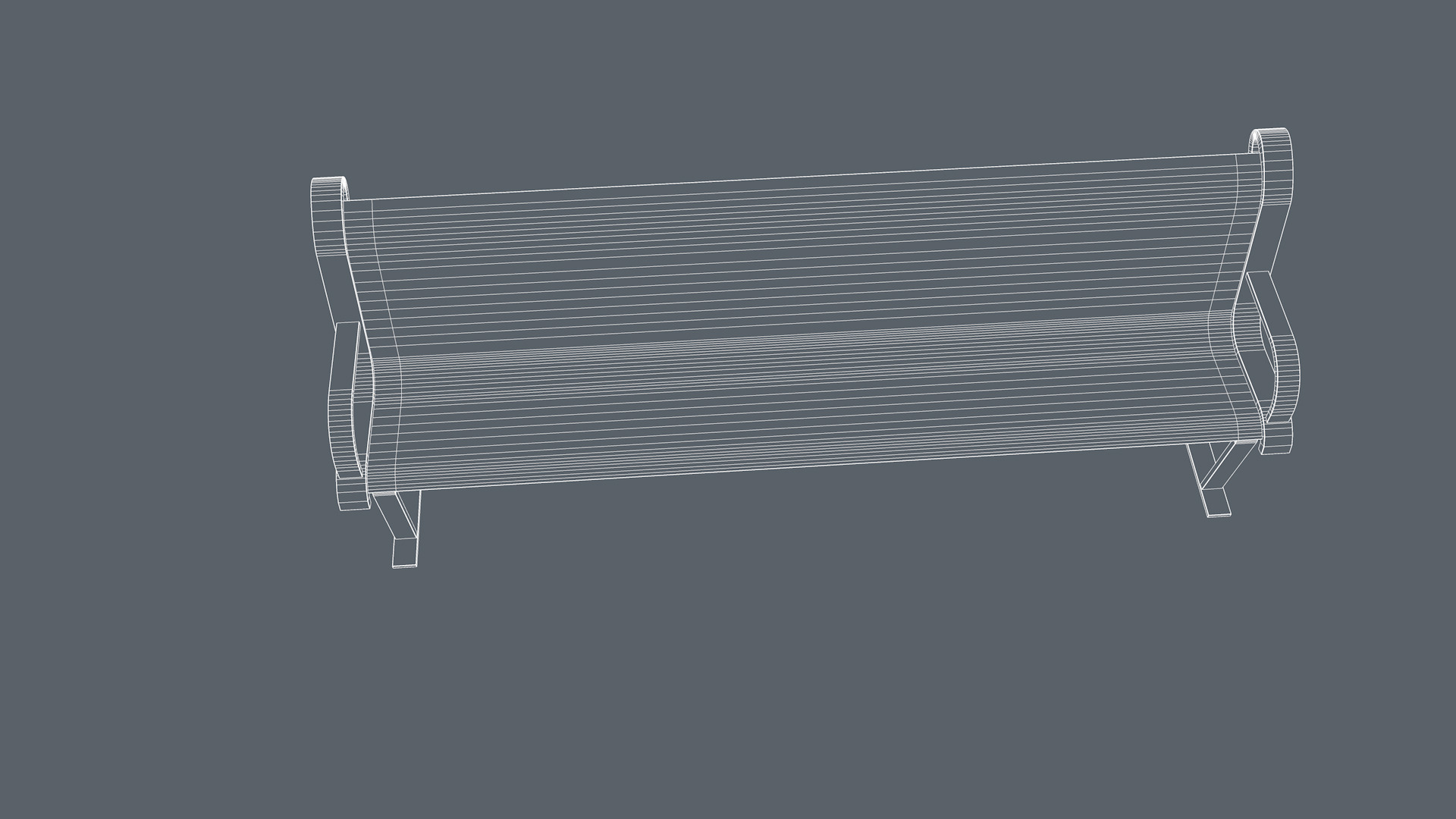 Street Bench Low-poly 3D model_15