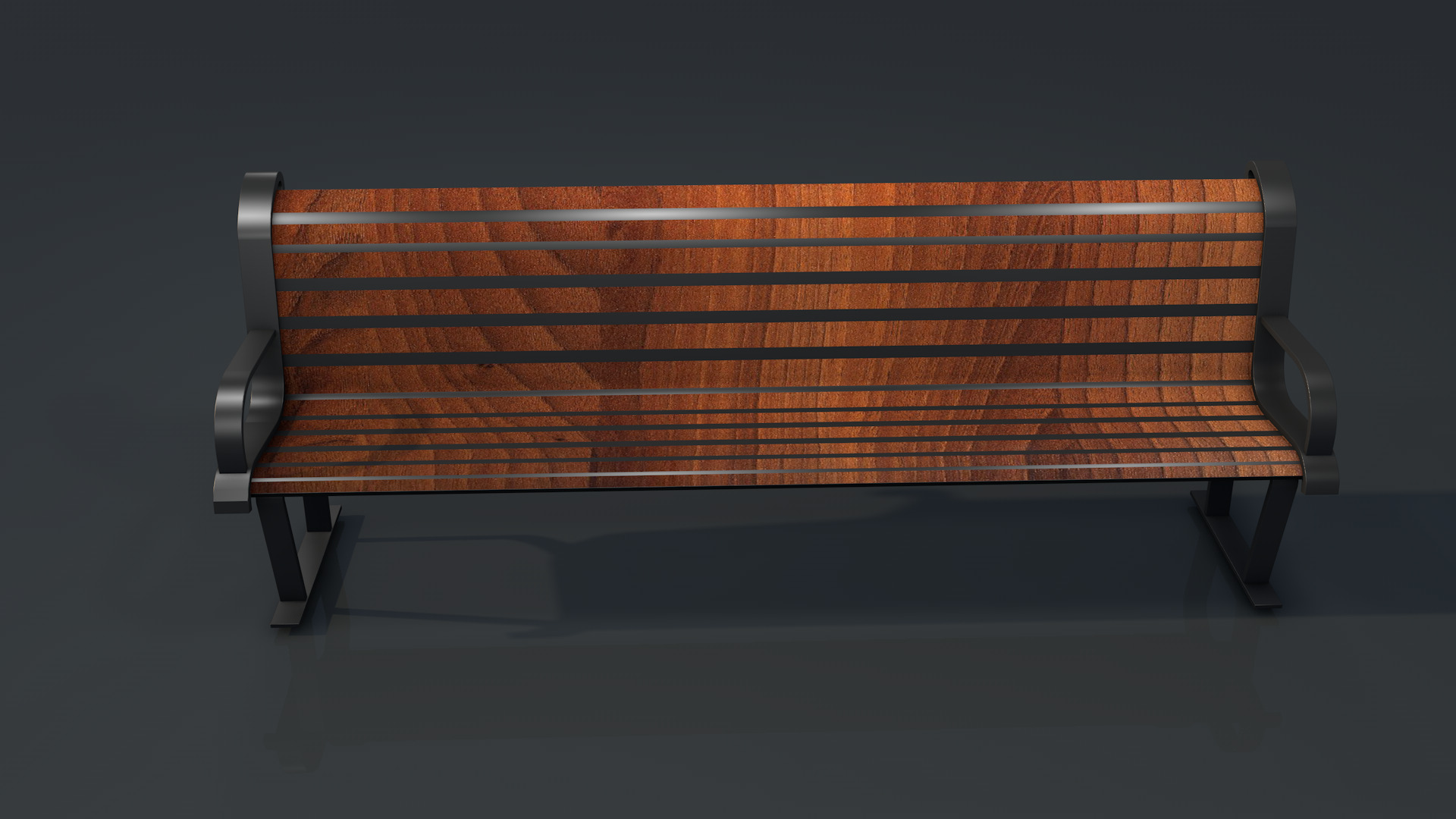 Street Bench Low-poly 3D model_3