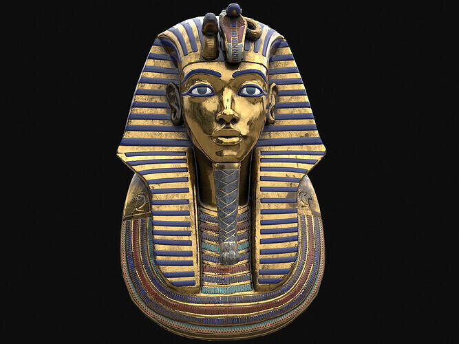Egyptian Tutankhamun Mask PBR Low-poly 3D model