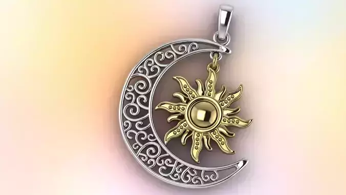 Sun and Moon Pendant 3D print model 3D print model