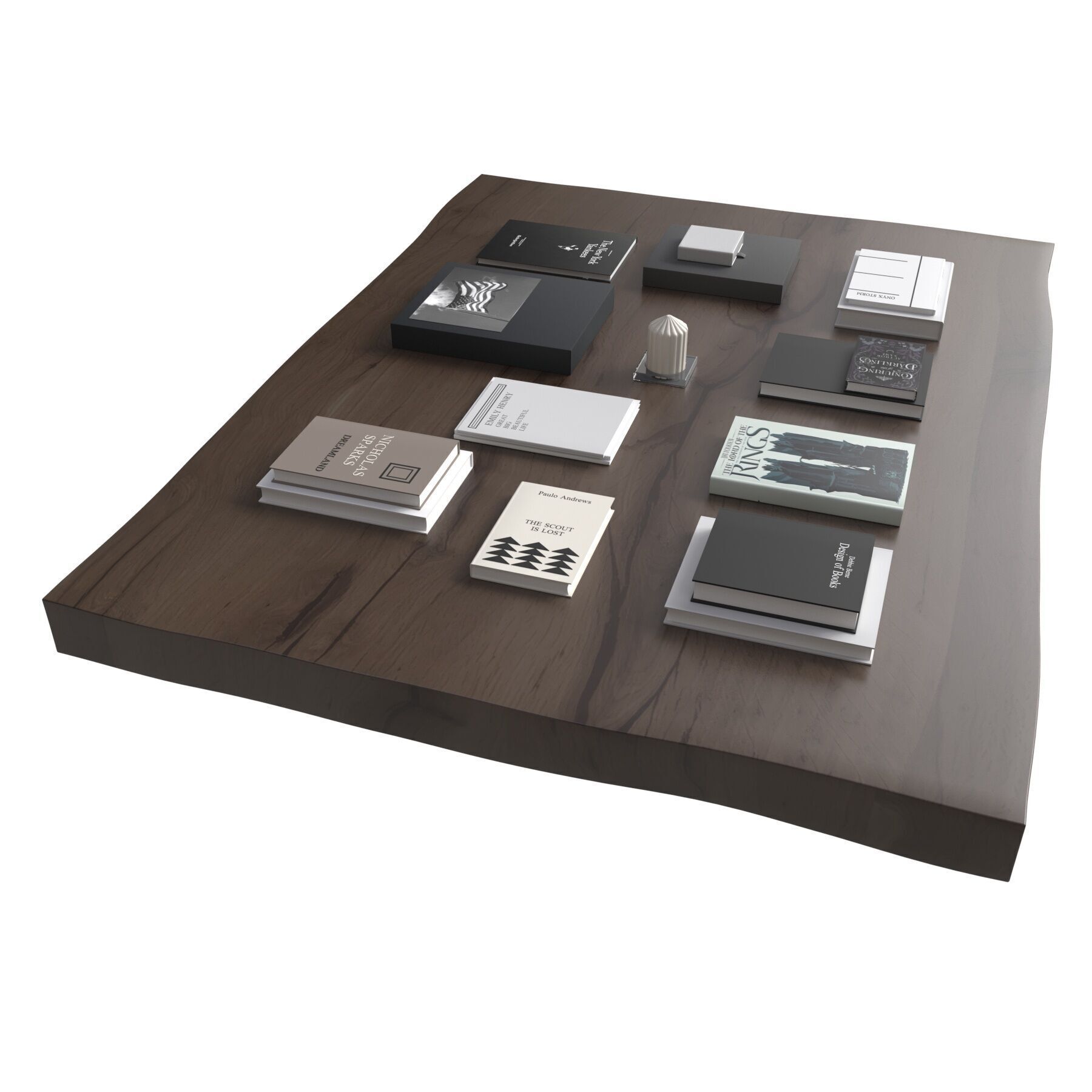 Custom made low wood coffee table 3D model_1