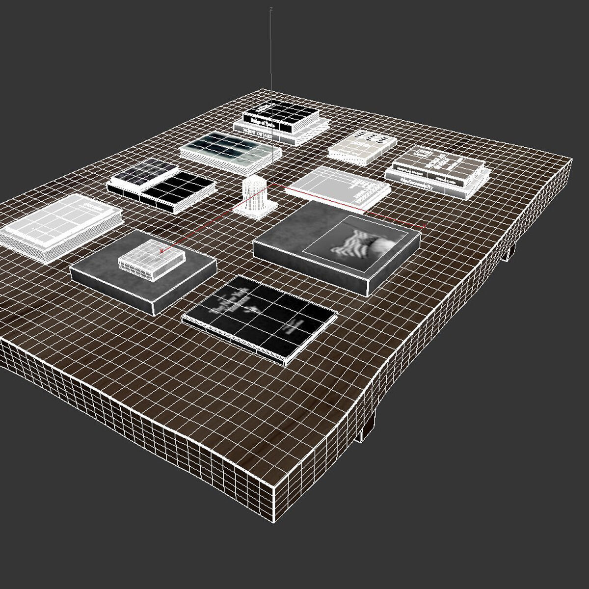 Custom made low wood coffee table 3D model_7