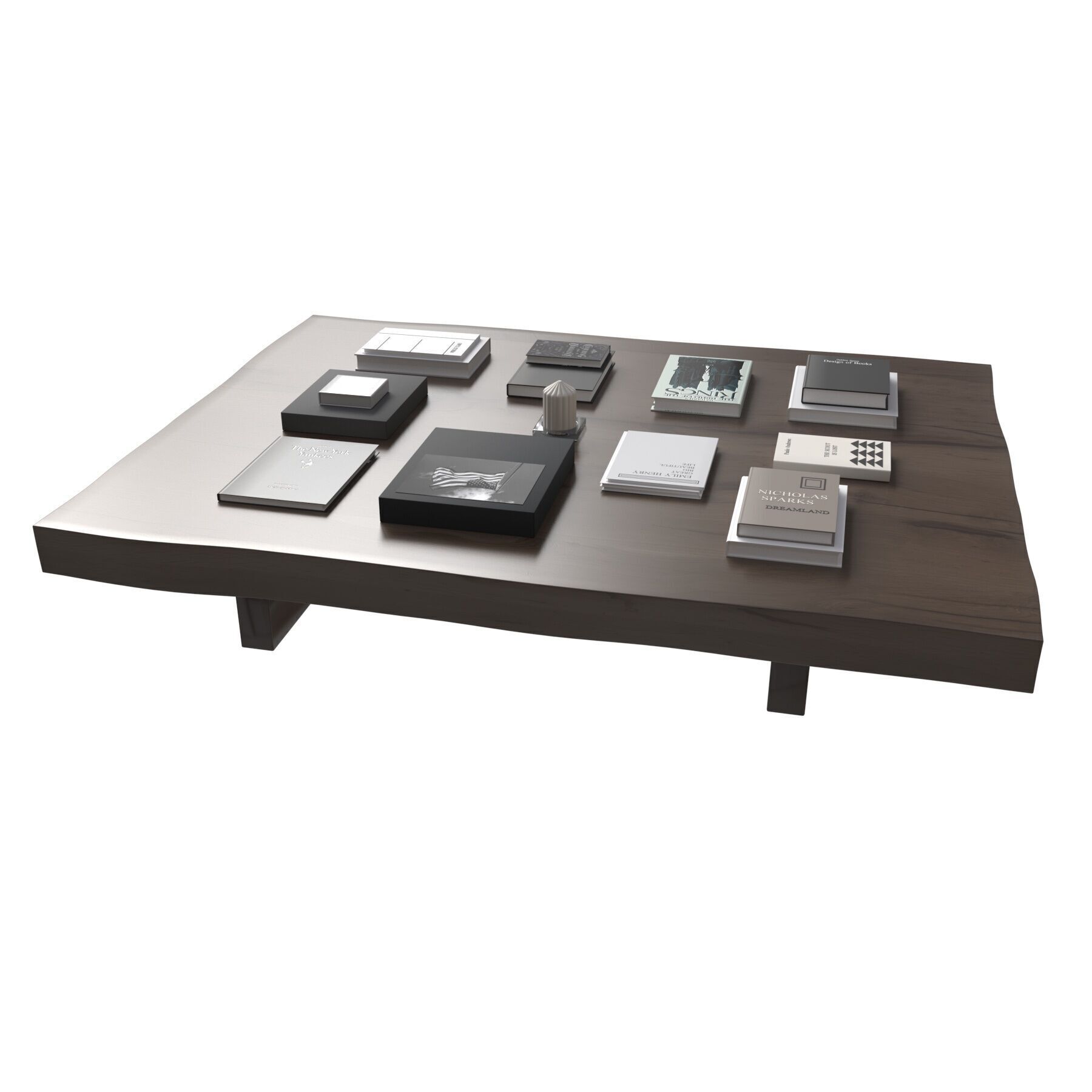 Custom made low wood coffee table 3D model_3