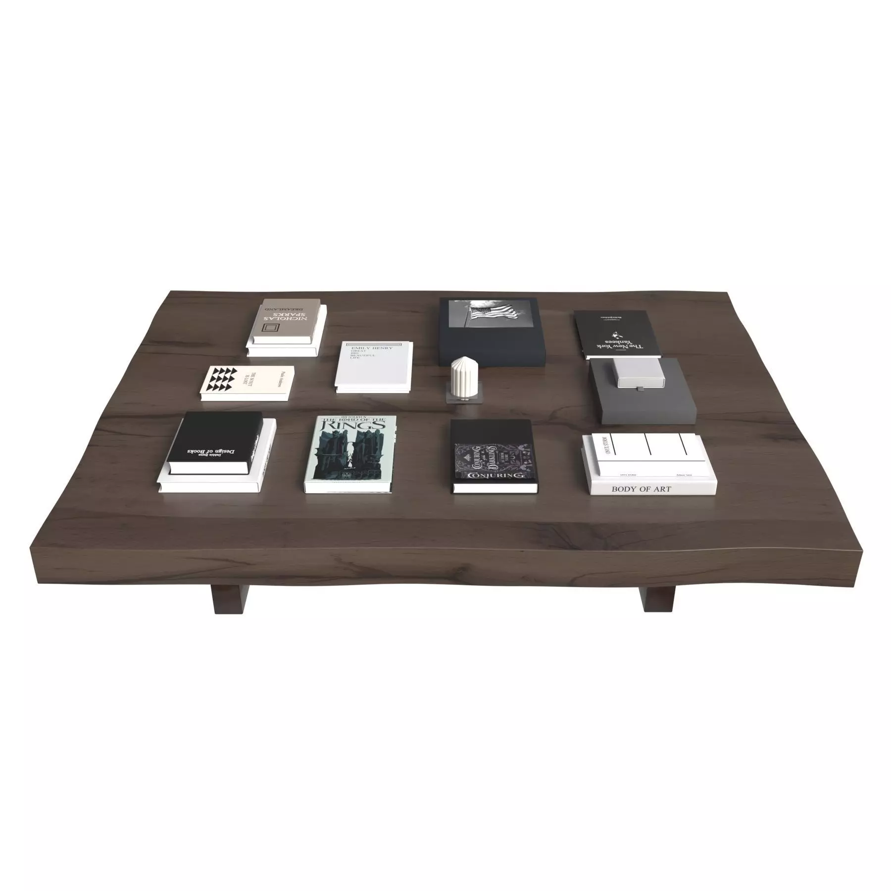 Custom made low wood coffee table 3D model_0