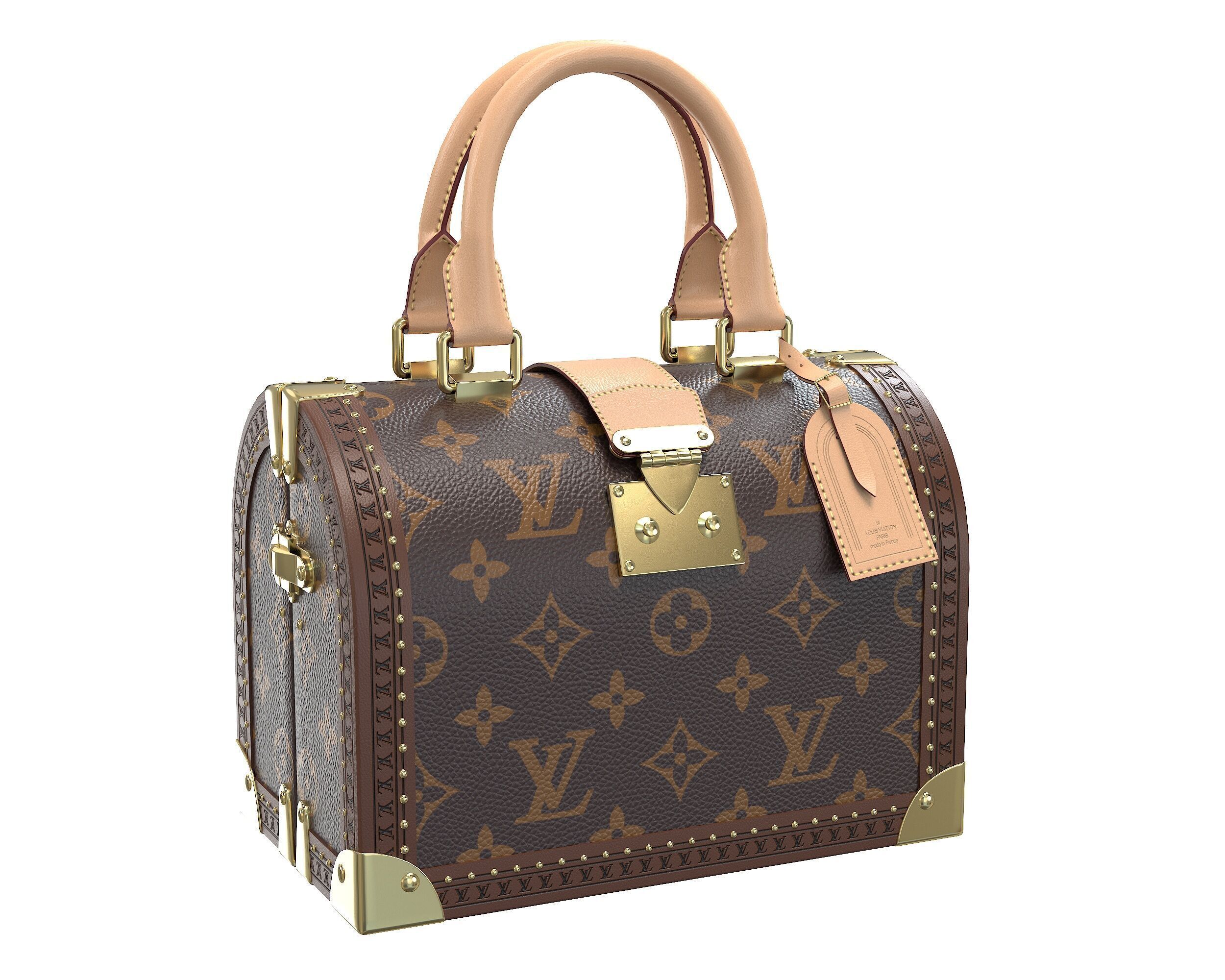 Louis Vuitton Speedy Trunk Bag Monogram Low-poly 3D model_7