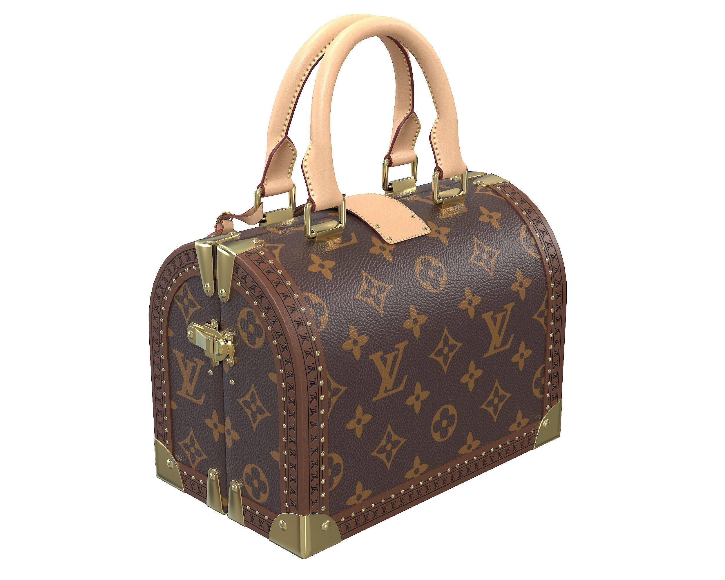 Louis Vuitton Speedy Trunk Bag Monogram Low-poly 3D model_8