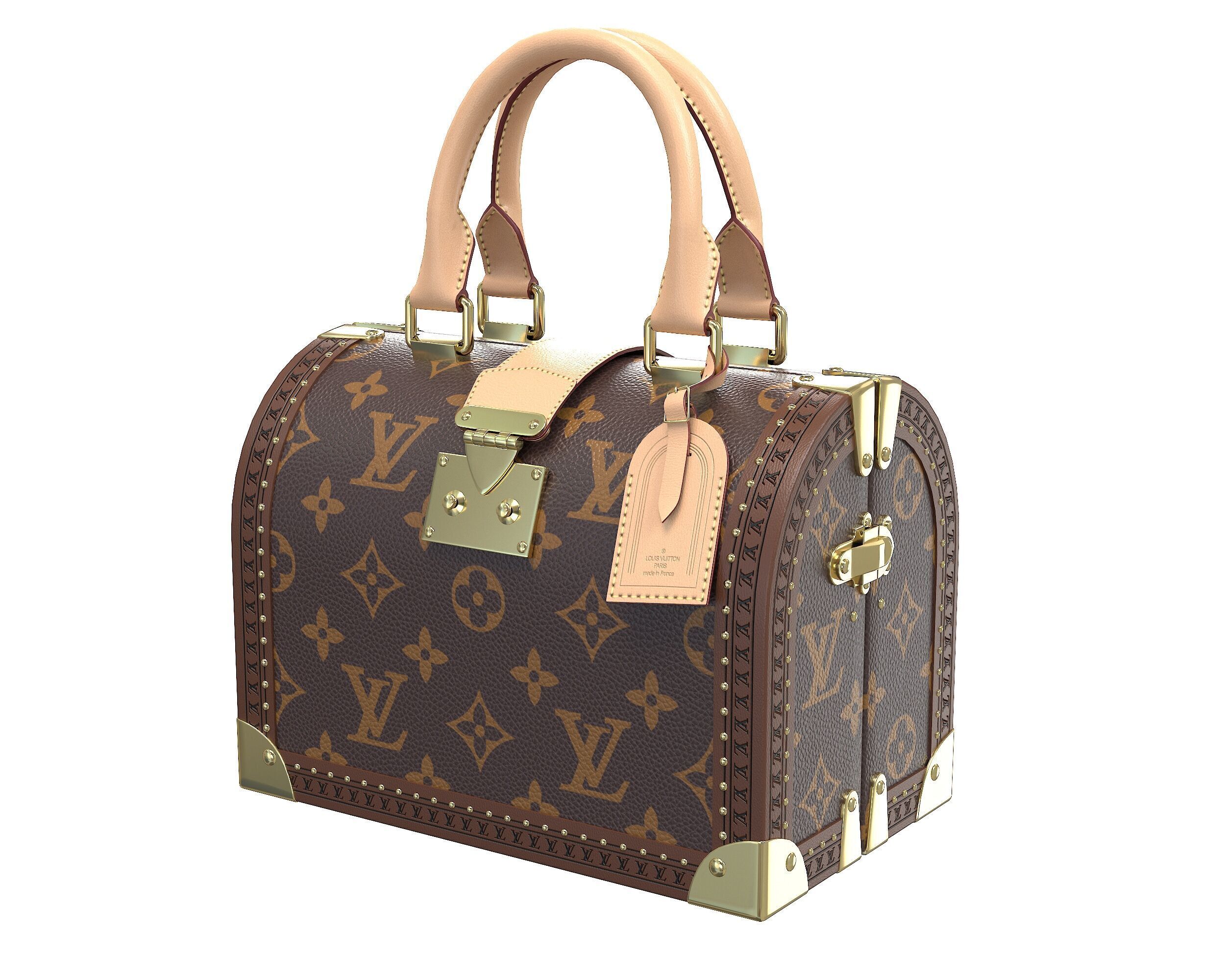 Louis Vuitton Speedy Trunk Bag Monogram Low-poly 3D model_2