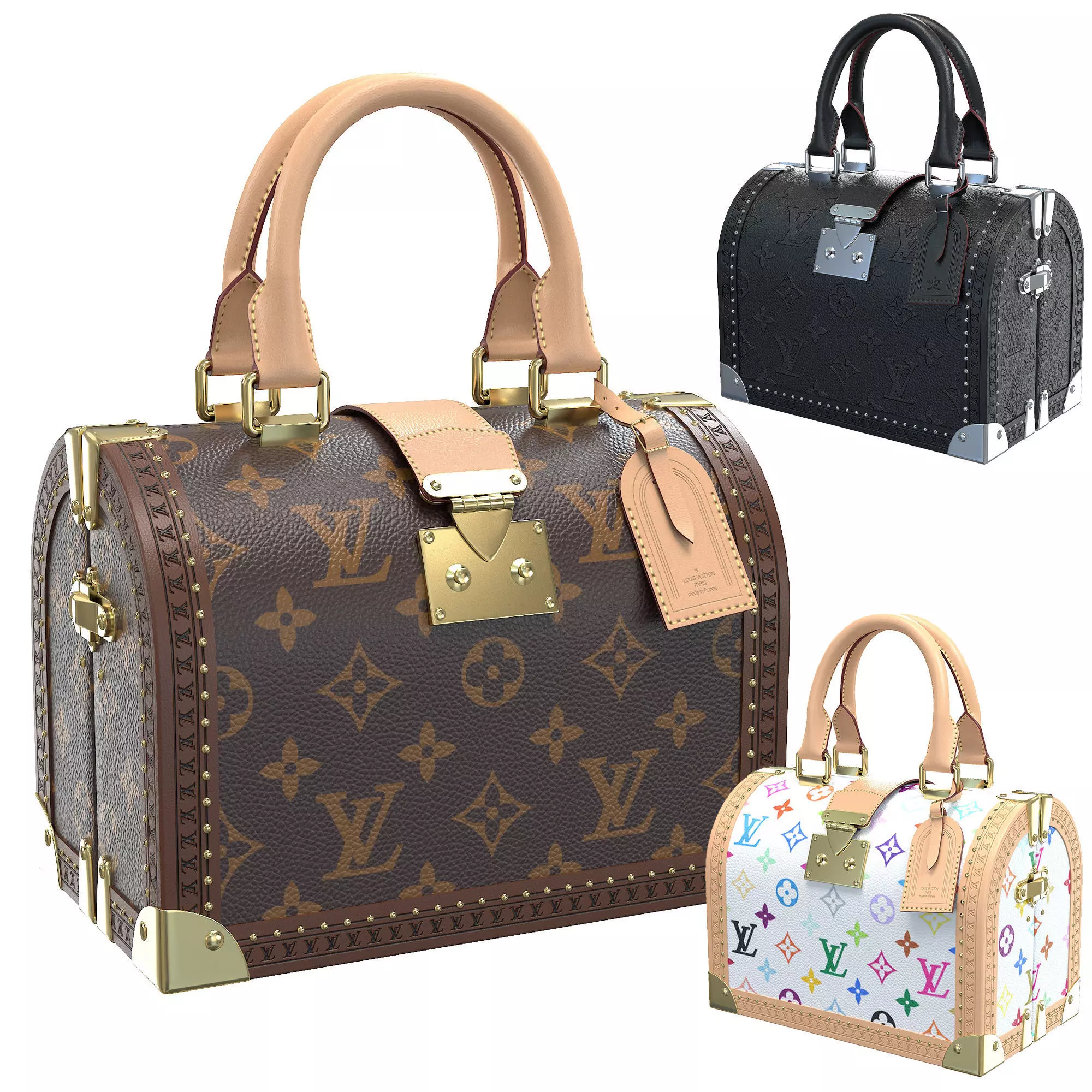 Louis Vuitton Speedy Trunk Bag Monogram Low-poly 3D model_0