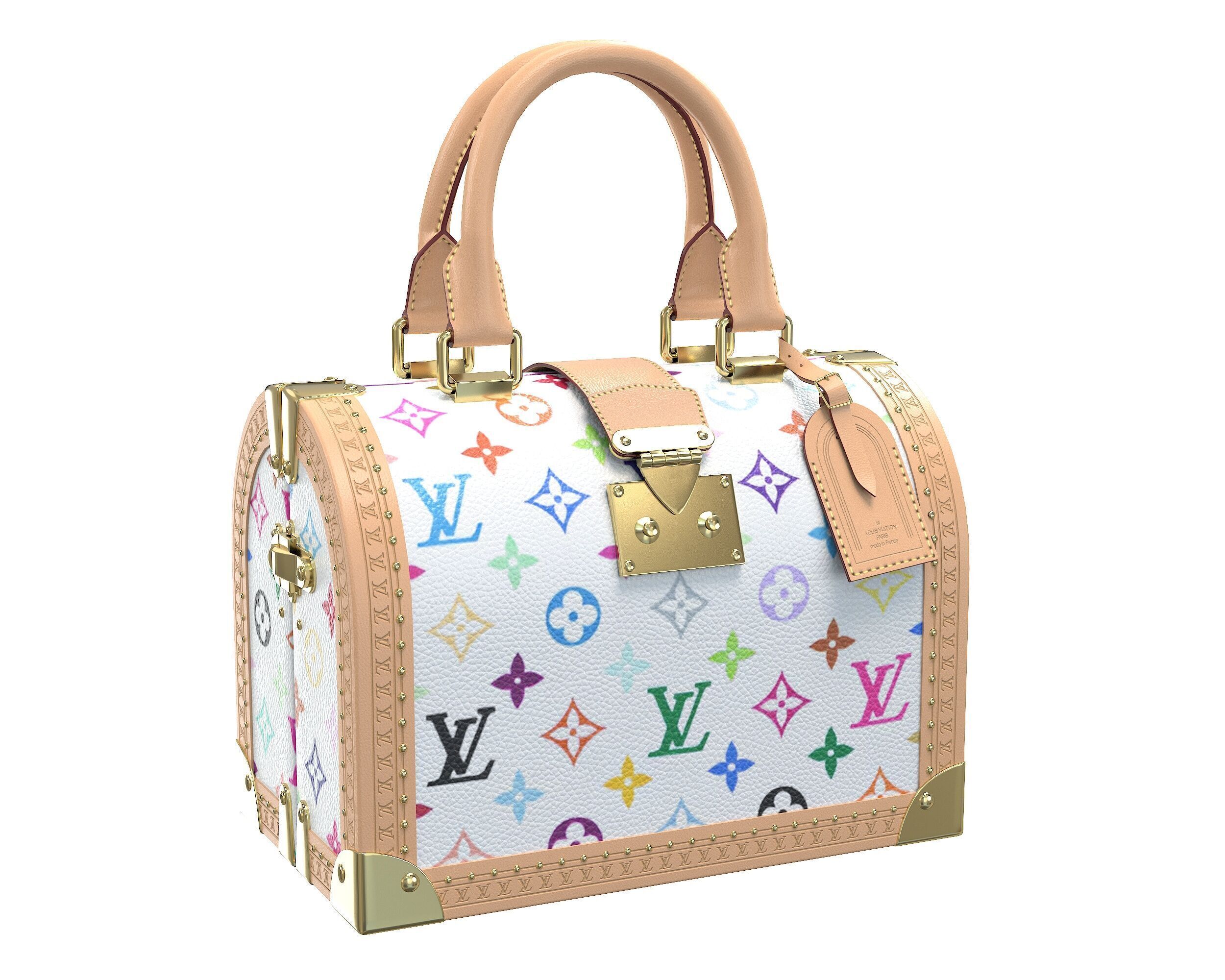 Louis Vuitton Speedy Trunk Bag Monogram Low-poly 3D model_5