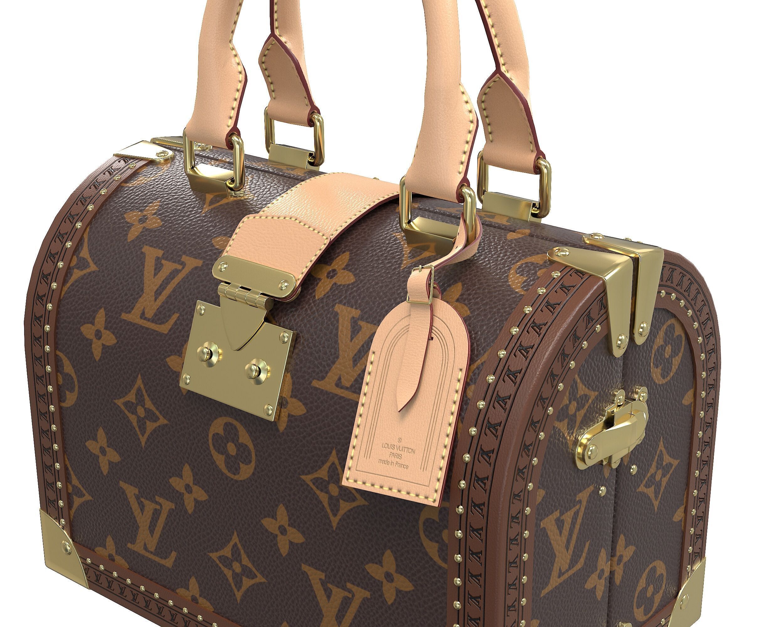 Louis Vuitton Speedy Trunk Bag Monogram Low-poly 3D model_11