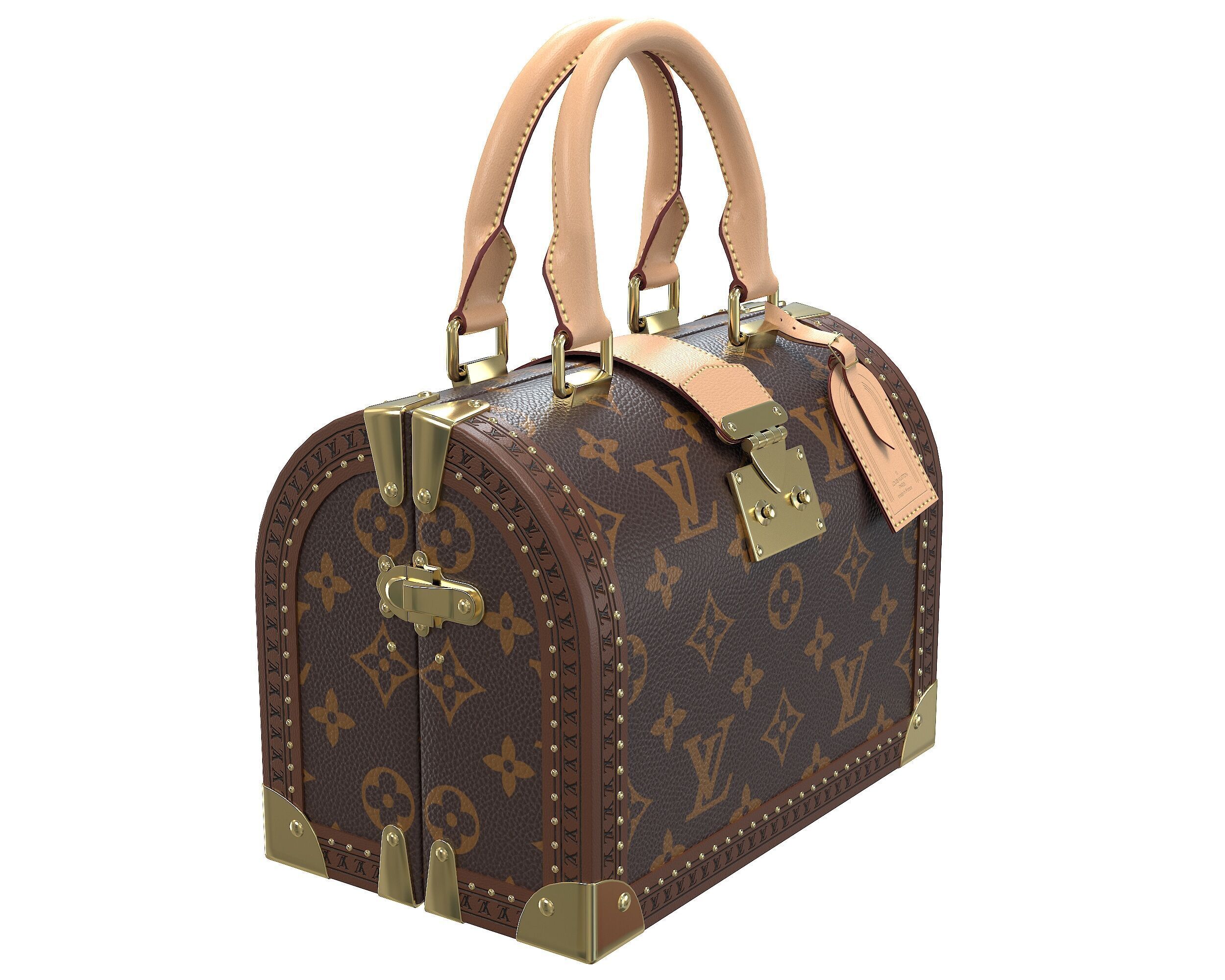 Louis Vuitton Speedy Trunk Bag Monogram Low-poly 3D model_10