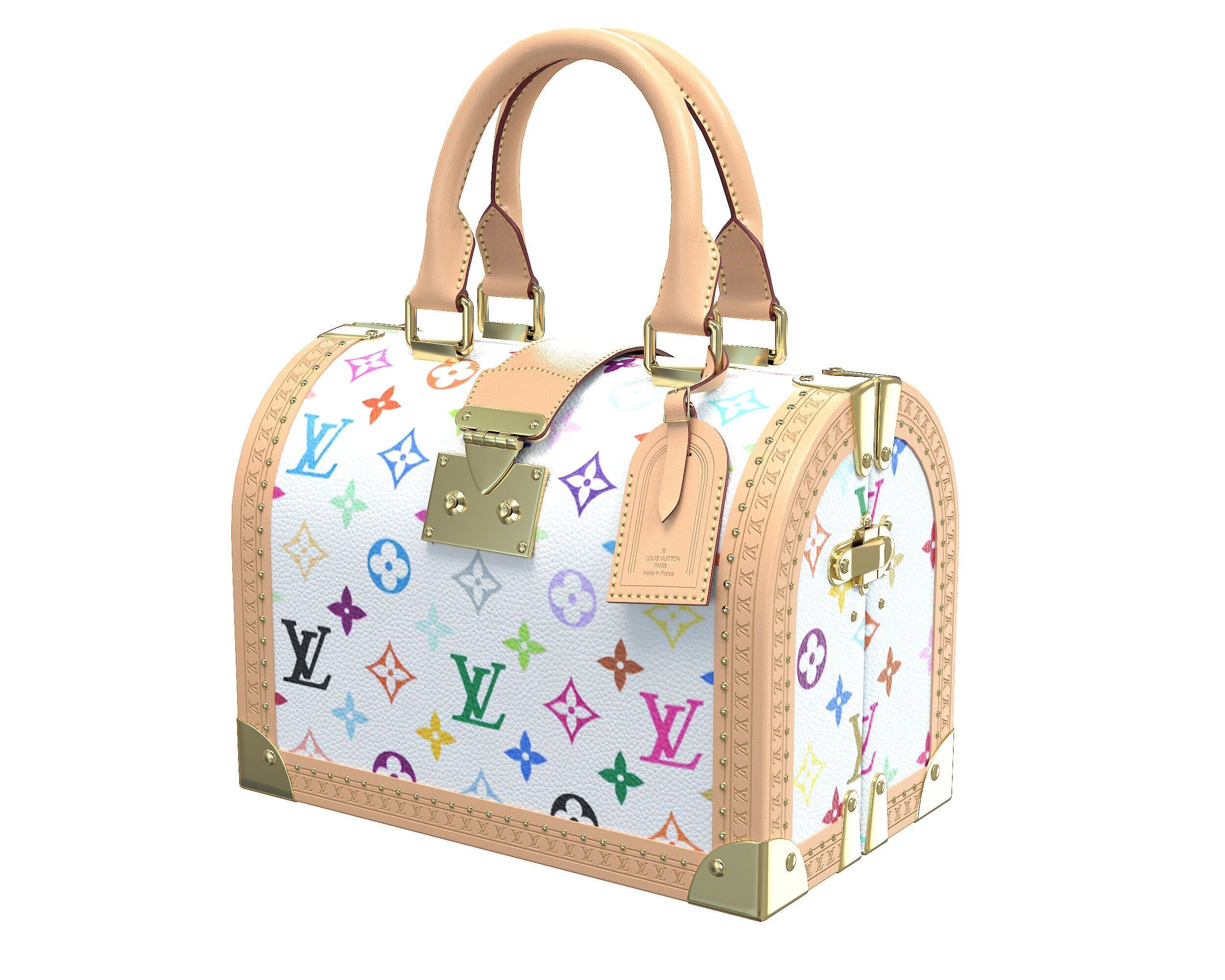 Louis Vuitton Speedy Trunk Bag Monogram Low-poly 3D model_4