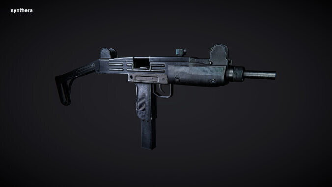 Uzi 01 Metal Stock Active 3D model