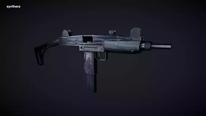 Uzi 01 Metal Stock Active 3D model