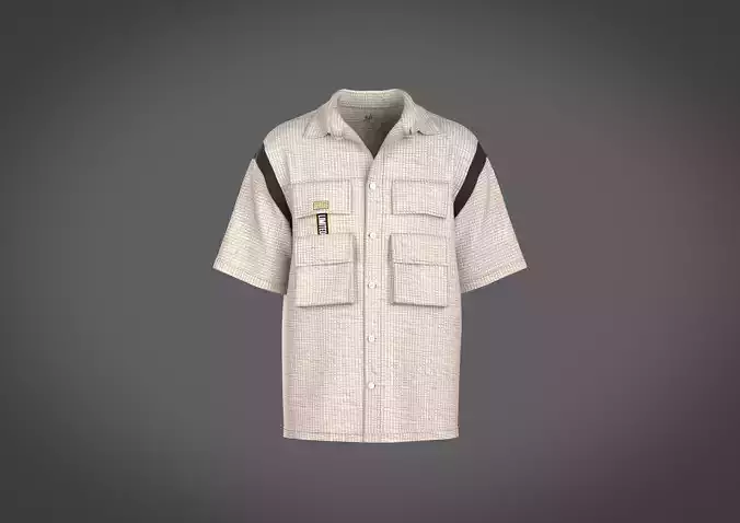 Mens regular fit shirt with cargo pocket and detailing