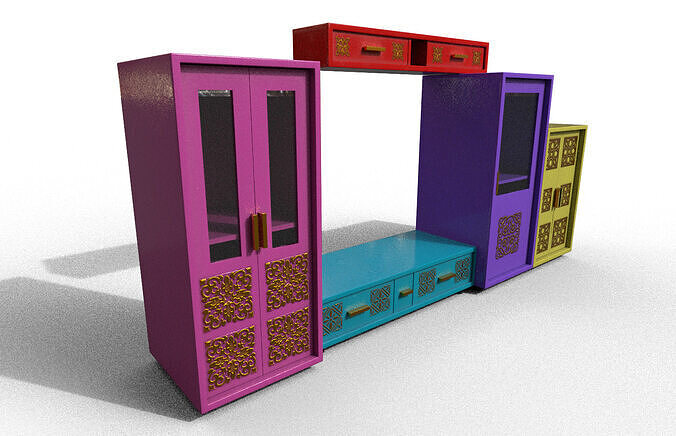Set Modern Furniture 3D Model Low-poly 3D model