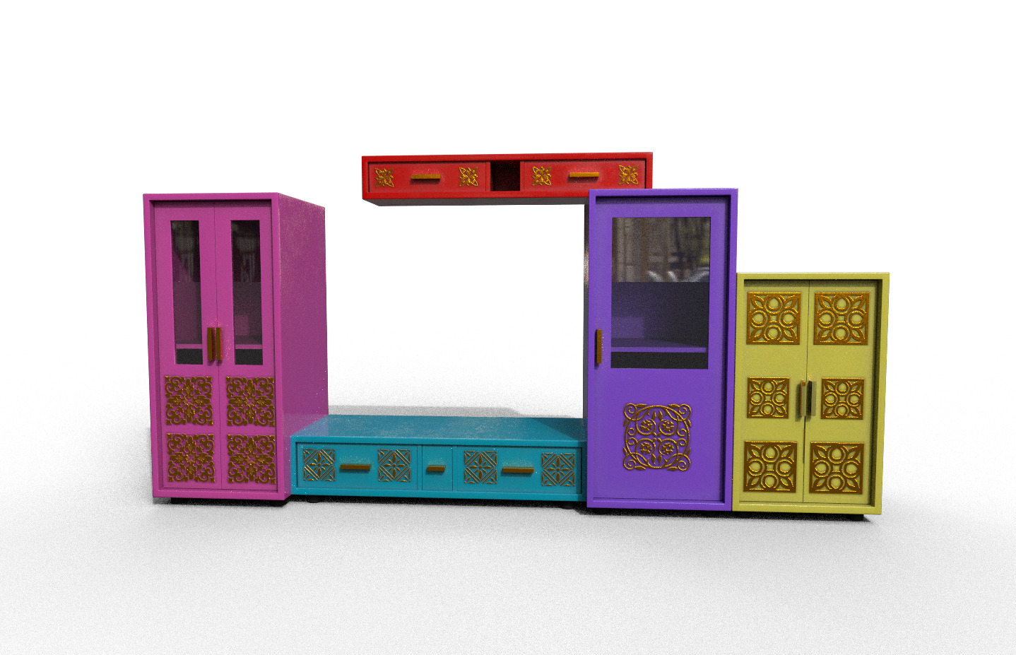 Set Modern Furniture 3D Model Low-poly 3D model_1