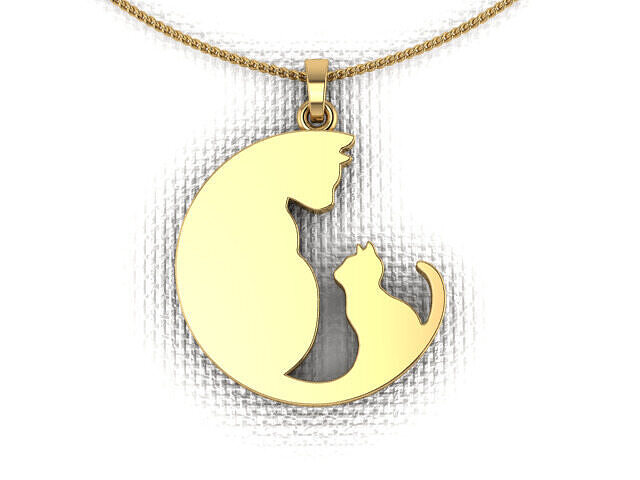 A pendant made in the shape of a cats 3D print model
