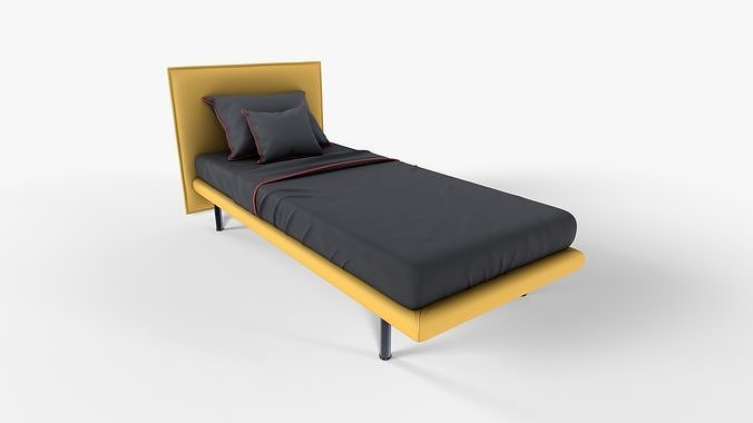 Gray Textile Bed 3D model